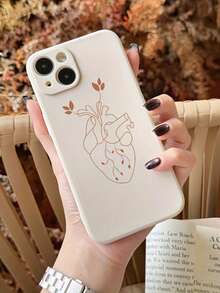 Solid Color Matte Heart-Shaped Anti-Drop Full Coverage Protective Phone Case, Suitable As Birthday Or Christmas Gift For Couples, Girlfriends, Daughters, Teens - أبيض عتيق - مشاهدة 1