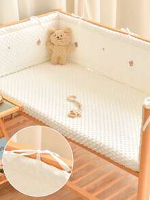 1pc Baby Crib Integrated Soft Bumper Guard, Infant Bed Rail Cushion, Newborn Cartoon Embroidery Crash Pad, Children Anti-Collision Fence - Hoshiguma - View 8