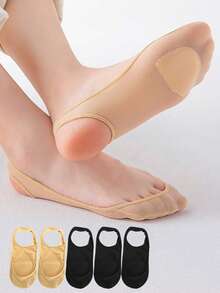1/5/10双装女士夏季硅胶防滑高跟鞋袜，冰丝薄款半掌吊带船袜 - 彩色 - 查看 2