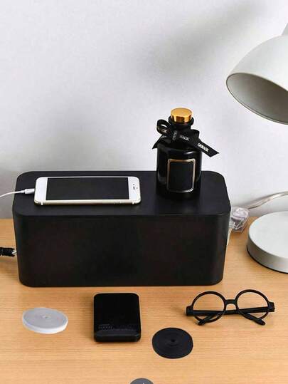 Multi-Functional Nordic Style Plastic Cable Storage Box, Desktop Organizer Box, Suitable For Cable Management And Storage, Large Capacity Hidden Clutter, Dust-Proof And Heat-Resistant Design, Applicable For Office Desk, TV, Computer, USB Hub And Power Outlet, Space-Saving Home Organization Solution