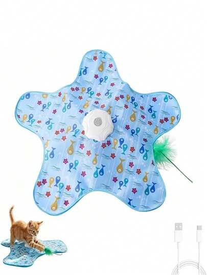 Rechargeable Interactive Electronic Cat Toy, Suitable For All Cats, Hidden Seek Game, Durable Plastic Material, Indoor Play, Suitable For Kittens And Adult Cats, Pet Entertainment, Sturdy Automatic Cat Toy, Artificial Feather