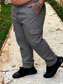 Unisex Cargo Pants With 6 Pockets, Plus Size, Modern Style - Lead Gray - View 1