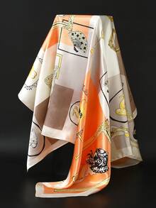 1pc New Square Scarf 35.4inch Luxury Printed Shawl Versatile Sunscreen Neck Wrap Headscarf For Women - Multicolor - View 5