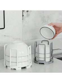 3/2/1 pieza Estante expandible para cuencos de mesa, estante de drenaje de plástico para tazas, estante de almacenamiento de cubiertos para gabinete, estante de secado de platos, estante de utensilios de cocina con estante de cubiertos y bandeja de goteo, adecuado para cocina, comedor, etc. (Gris aleatorio 2 estilos). - Multicolor - Ver 9