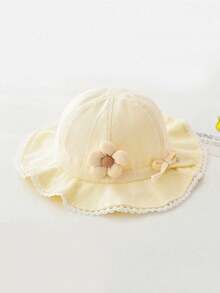 1顶可爱女童透气时尚公主风渔夫帽，宽帽檐，适合春秋季佩戴，适合1-3岁儿童 - 1PC - 查看 6