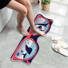 浴室海洋动物图案地垫，可爱鲨鱼图案卧室地毯，吸水性超细纤维，超级柔软，趣味防滑浴室地毯，夏季 - 可愛鯊魚圖 - 查看 2