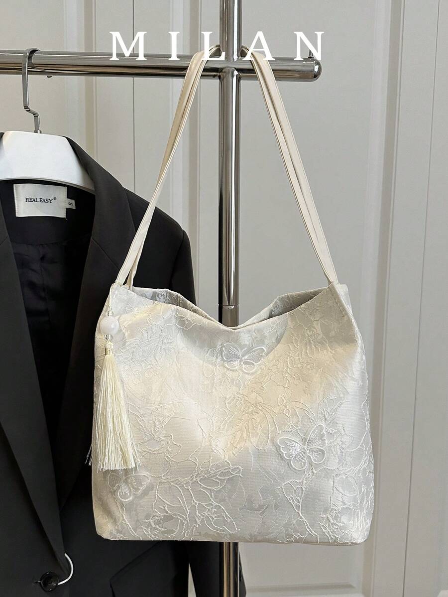 2026 New Summer Fashion High-End Underarm One Shoulder Bag, Versatile Butterfly Design Tote Bag For Women, Large Capacity