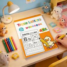 32 Pages 26 English Alphabet A-Z Tracing Workbook, Illustrations And Letter Coloring, Stroke Order Practice, Teaching Aids, Preschool Learning Notebook, Suitable For Children Learning To Write, Home And Kindergarten Learning Guide - Multicolor - View 3