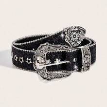 Grunge Punk 1pc Women's Y2k Style Western Chunky Waist Belt With Dopamine Star & Eye Decor, Perfect For Daily Wear Party - 黑色 - 查看 12