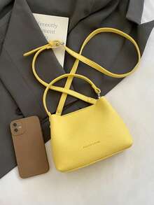 2026 Nueva primavera Bolso grande de capacidad con grano de lichí minimalista, bolso de hombro tipo cubo de alta gama para mujeres - Amarillo - Ver 10