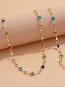 1pc Bohemian Style Colorful Beaded Body Chain For Women, Alloy Waist Chain Belly Jewelry, Versatile For Party, Vacation, Beach, Photography, Daily Wear & Gift Giving - Nhiều màu - Xem 4