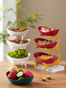 XIYIJIA Multi-Layer Fruit Plate, Home Living Room Snack Candy Tray, Creative Desktop Storage Organizer, Party Dessert Cake Display Rectangular Basket - 3 Layers - View 12