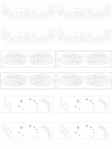 12片银色闪光雀斑脸部临时纹身贴纸，闪亮星星眼部纹身贴纸，防水眼影纹身贴纸，适合女性节日派对音乐节生日舞蹈装饰 - 銀色 - 查看 4