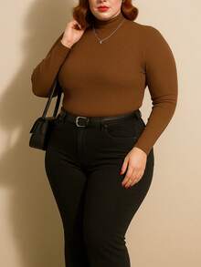 Cacharrel Women's Ribbed Turtleneck Long Sleeve Warm Winter Blouse - Rỉ Nâu - Xem 5