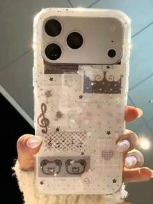 柔软硅胶小熊翅膀手机壳，兼容苹果 16/17 Pro Max/15 Pro，保护套兼容 14/13，防摔设计，女士适用 - 白色 - 查看 4