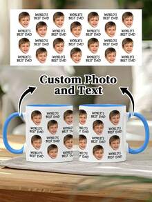 1pc 11oz Customized Mug For Dad With Photos Of Babies And Children. You Can Customize Both Photos And Texts. It's A Personalized Water Cup With Children's Photos. It's A Father's Day Gift From The Wife To The Husband. And It Can Also Serve As A Gift For Grandpa With Funny Face Photos Printed On It. - Style 3 - View 10