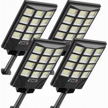 4-Pack/2-Pack Solar Street Light Outdoor With 400 LED Beads, Waterproof Induction Solar Floodlight With Remote Control, Dusk To Dawn Commercial Area Lighting Suitable For Outdoor Parking Lots, Courtyard Parks, Streets - 4只裝 - 查看 3