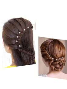 20个U型发夹，珍珠花朵水钻发夹，欧美新娘发饰 - 彩色 - 查看 3