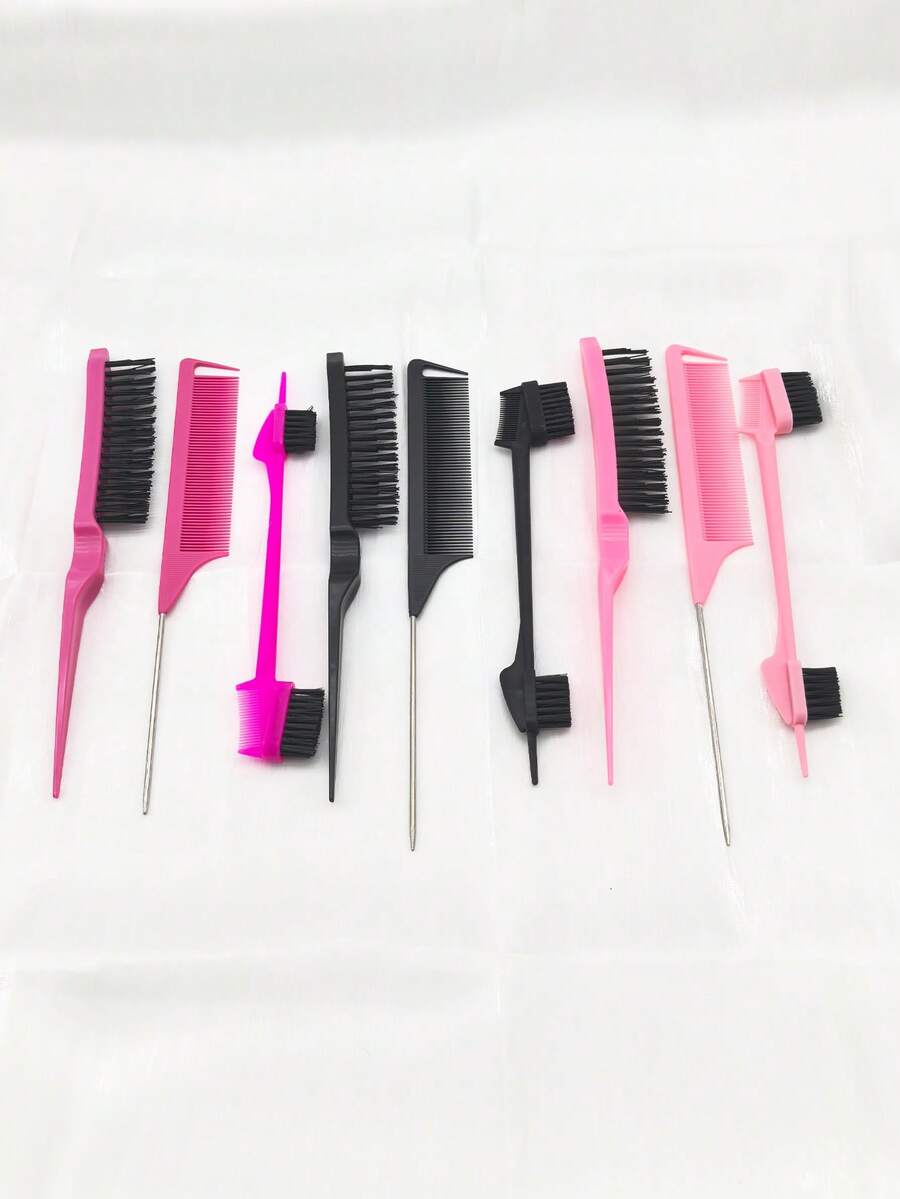 3pcs/Set Or 2pcs/Set Hair Styling Tools Combo, Including Curling Brush, Teasing Comb, Eyebrow Brush - Multicolor - View 1