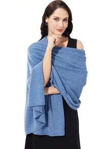Soft Cashmere Blend Wrap Scarf For Travel, Extra Large 87"X28" - 斑駁藍 - 查看 1