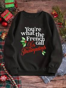 Women's Fun French Slogan Sweater - 'You Are The Person French Call Les Incompents' - Black Crew Neck Pullover With Red Text - Everyday Casual And Christmas Outfit - Machine Washable All-Season Sweater, Suitable For French Culture Enthusiasts - Loose Crew Neck Geometric Print Holiday Casual Wear - Festive French Theme Design - Soft Comfortable Fabric - Perfect For Layering, Ugly Christmas Sweater, Women's Christmas Sweater, Women's Ugly Christmas Sweater, Women's Oversized Sweater, Mental Health Sweater - White And Navy Off-The-Shoulder Cropped Top - màu đen - Xem 14
