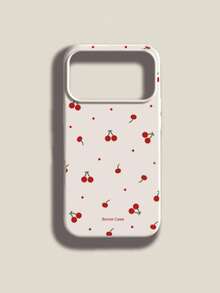 1个极简全屏樱桃红波点字母图案手机壳，液态硅胶软壳防摔保护套，兼容苹果11/12/13/14/14Plus/15/15Plus/16/16Plus/17/17Pro - 彩色 - 查看 1