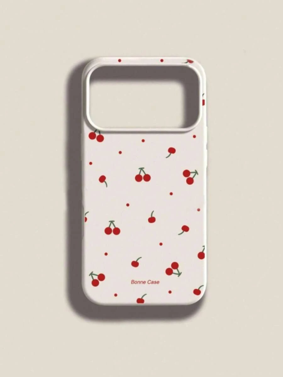 1个极简全屏樱桃红波点字母图案手机壳，液态硅胶软壳防摔保护套，兼容苹果11/12/13/14/14Plus/15/15Plus/16/16Plus/17/17Pro - 彩色 - 查看 1