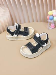 1 Pair Black Boys' Sandals, New Design, Non-Slip, Suitable For Toddlers & Little Boys, Summer, Soft Sole - Black - View 7
