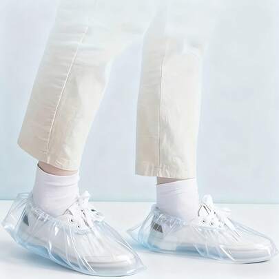 200pcs/100pcs/10pcs Transparent PVC Disposable Shoe Covers - Heavy-Duty Thickened Plastic Anti-Slip Sole Protectors, Snug Fit Suitable For Home, Hospital, Lab, Factory - Hygienic Shoe Cover Slippers For Protection