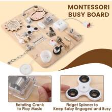 Wooden Montessori Busy Board, Montessori Sensory Activity Board Toys Kids Toddler Boys Girls, & ADHD Motor Skills - 1 - 查看 4
