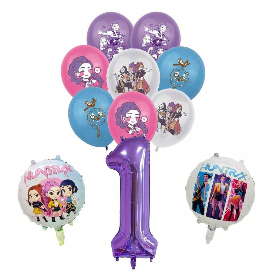 Kpop Music Disco Cool Girl Children's Birthday Party Bouquet Latex Decorative Ball Digital Balloon Set Baby Shower Party Supplies Gift Toys - View 1
