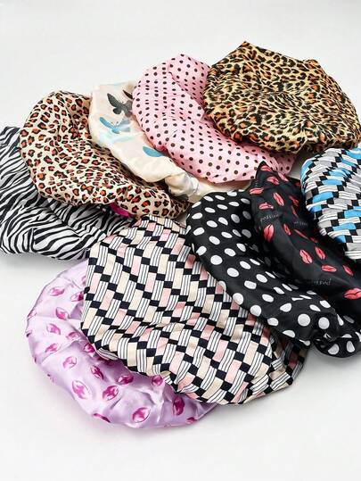 4 Pieces Shower Cap For Women/A Variety Of Styles Of Random Shower Caps, Elastic And Reusable, Hair Bath Caps, Double Waterproof Layers Bathing Hat.Accessories Women.Travel Accessories. Sleep Bonnet