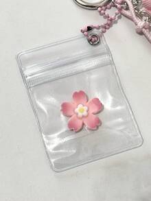 1个可爱粉色樱花泰迪熊钥匙扣，透明小袋包挂饰，适用于背包、钱包、手提包装饰，可爱配饰，Y2K风格花卉钥匙圈，送给她的礼物 - 珊瑚粉 - 查看 6