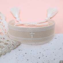 1pc Embroidered Cross Creative Woven Bracelet - Apricot - View 4