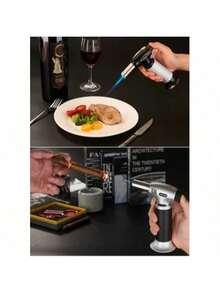 Professional Culinary Blow Torch - Refillable Butane Torch Lighter With Adjustable Flame, Heavy Duty Kitchen Cooking Blowtorch For Crème Brûlée, Baking, Desserts, BBQ, Soldering & DIY Crafts - Multicolor - View 6