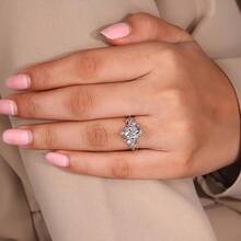 Fashionable Versatile Elegant Cubic Zirconia Inlaid Horse Eye Design Engagement Ring For Women - White Gold - View 5