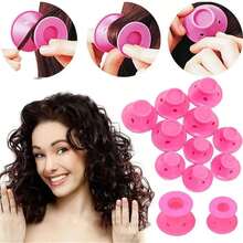 10pcs Silicone Sleep Wave Curlers, DIY Wave Hairstyle Tools, Soft Magic Mushroom Curlers, Slouchy Curl No Heat Mushroom Curlers - A - View 3