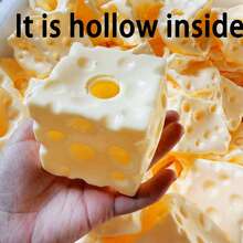 1pc 7cm Super Large Square Cheese Squishy Toy, Soft And Fluffy Realistic Bread Texture, TPR Outer Shell, Suitable As Birthday, Christmas, Halloween, Easter Gift (Hollow Inside) - Multicolor - View 9