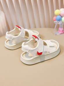 1 par de sandalias blancas para niños, nuevo diseño, antideslizante, zapatos de verano para niños pequeños/niños pequeños, suela blanda - Blanco - Ver 4