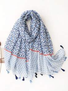 1pc Women's Light Blue Fashionable Casual Lightweight Sunscreen Scarf, Spring/Summer - Multicolor - View 1