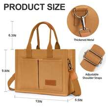 Large Capacity Canvas Tote Bag For Women,Women's Bags Crossbody Bags Work Laptop Tote Bag Large Handbags Purse, With Zipper Closure & Individual Compartments For Work College For Teacher & Nurse Crossbody Work Bible Messenger Purse Bag With Pockets - 棕 - 查看 5