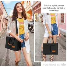 Large Capacity Canvas Tote Bag For Women,Women's Bags Crossbody Bags Work Laptop Tote Bag Large Handbags Purse, With Zipper Closure & Individual Compartments For Work College For Teacher & Nurse Crossbody Work Bible Messenger Purse Bag With Pockets - 黑 - 查看 2