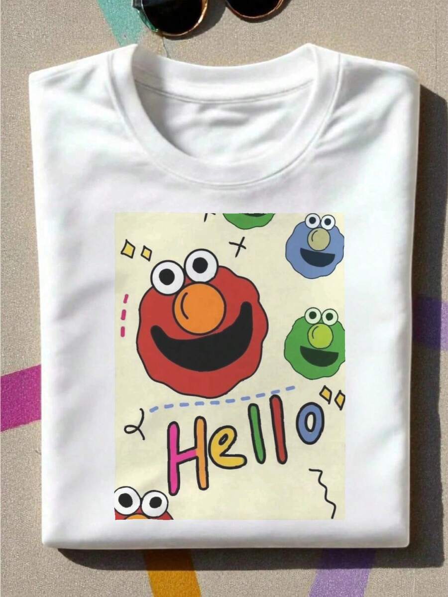 Graphic Tees Women Fifth Sun Sesame Men's Everything I Know I Learned On The Streets Short Sleeve Crew Tee Men's Summer Casual 180g Pure Cotton T-Shirt Patterned Printed Short Sleeved Top T-Shirt - 白色4 - 查看 1
