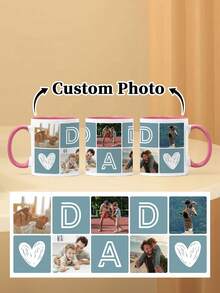 1pc 11oz Photo Mug For Dad, Father's Day Mug, Multiple Photos Can Be Customized, A Birthday Gift For Dad, Customized Family Mug, A Water Mug Exclusive To Dad, A Photo Memento Gift, Anniversary Gift. - Style 4 - View 16