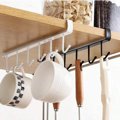 6-Hook Multifunctional Key Holder Rack - Iron Storage Organizer Suitable For Cups, Mugs And Clothes In Kitchen And Dining Area