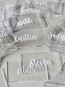 Transparent Acrylic Table Card - Blank Rectangular Place Card Suitable For Wedding, Birthday, Dinner Table Decor - Calligraphy Handwriting Applicable For Clear Labels - Transparent - View 7