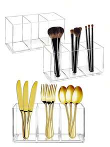 1pc Multi-Function Kitchen Utensil Organizer - Space-Saving Plastic Cutlery Holder, Can Store Spoons, Knives And Forks, Durable, Suitable Kitchen Countertop And Drawers, Home, Restaurant And Tabletop Storage - 白色 - 查看 4
