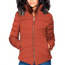 Shendy Vendy Women's Jacket Warm Polyester With Fur-Like Collar - Orange - View 6