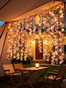 1pc 20-LED DIY Sakura Tree Light - Flexible Battery-Powered Branches, Warm White Light, Pink Floral Decor, Suitable For Home, Wedding, Party (Batteries Not Included), Sakura Themed Decor, Party Atmosphere, Wedding Decor, Decorative Lighting, Battery-Powered Light, Autumn Decor, Halloween Autumn Decor, Christmas Decor, Home Christmas Gift, Christmas Decoration - 暖光 - 查看 4