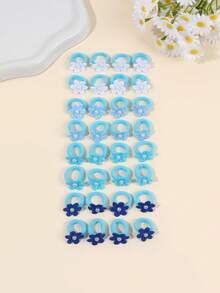 25 Stück süße blaue Haargummis für Frauen, niedliche Blumen Haargummis, elegante Perlenhaarreifen für Alltag und Party, Frauenhaaraccessoires, Haargummis, Haargummibänder, Scrunchies, Haarseile, Sommer, Urlaub, Reise - Blau - Übersicht 11